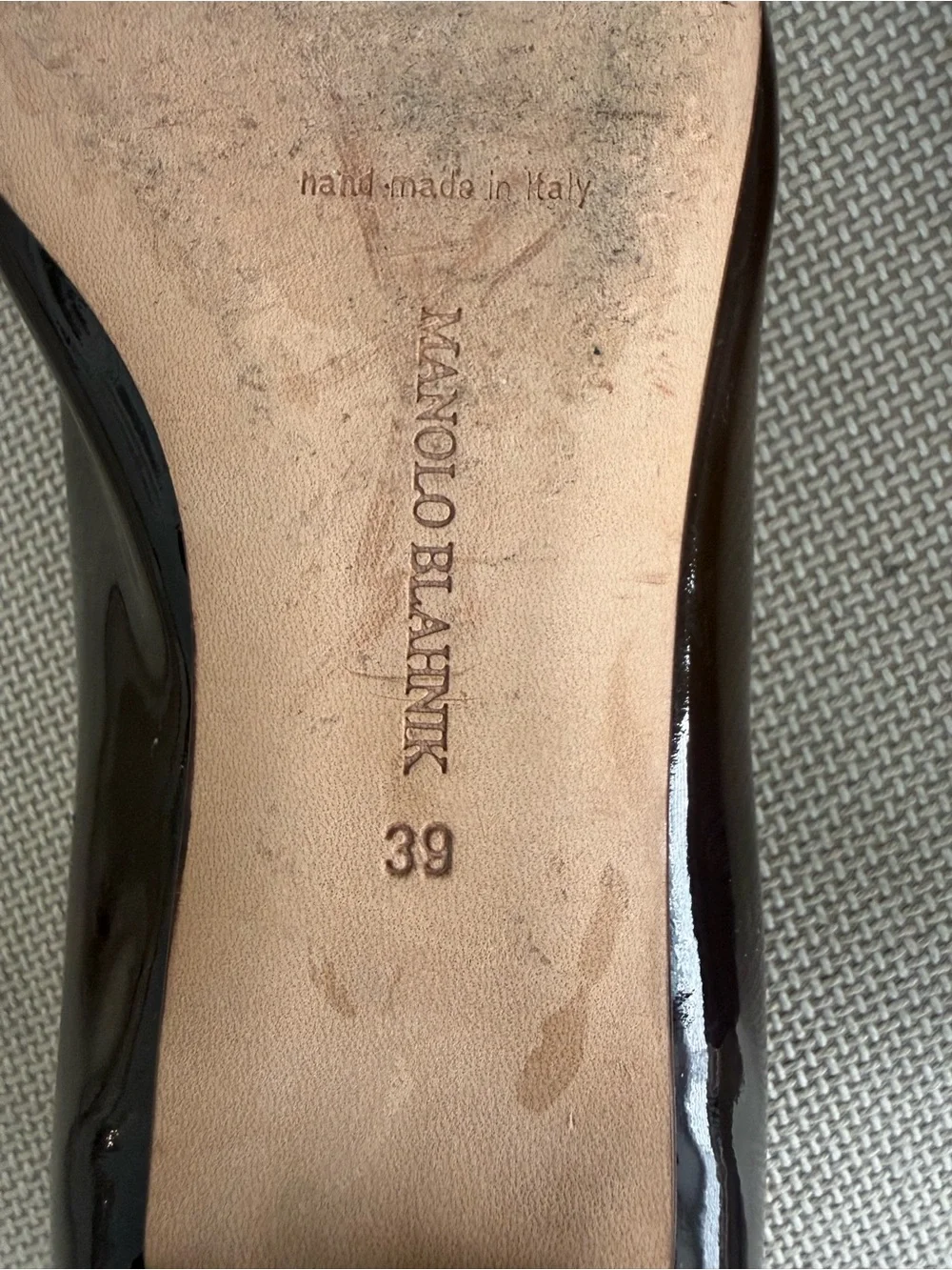 Manolo Blahnik Dark Brown Patent Pointed Toe Flats